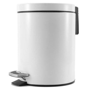 SOGA 12L Modern Foot Pedal Trash Bin Waste Kitchen Bathroom Stainless Steel R White