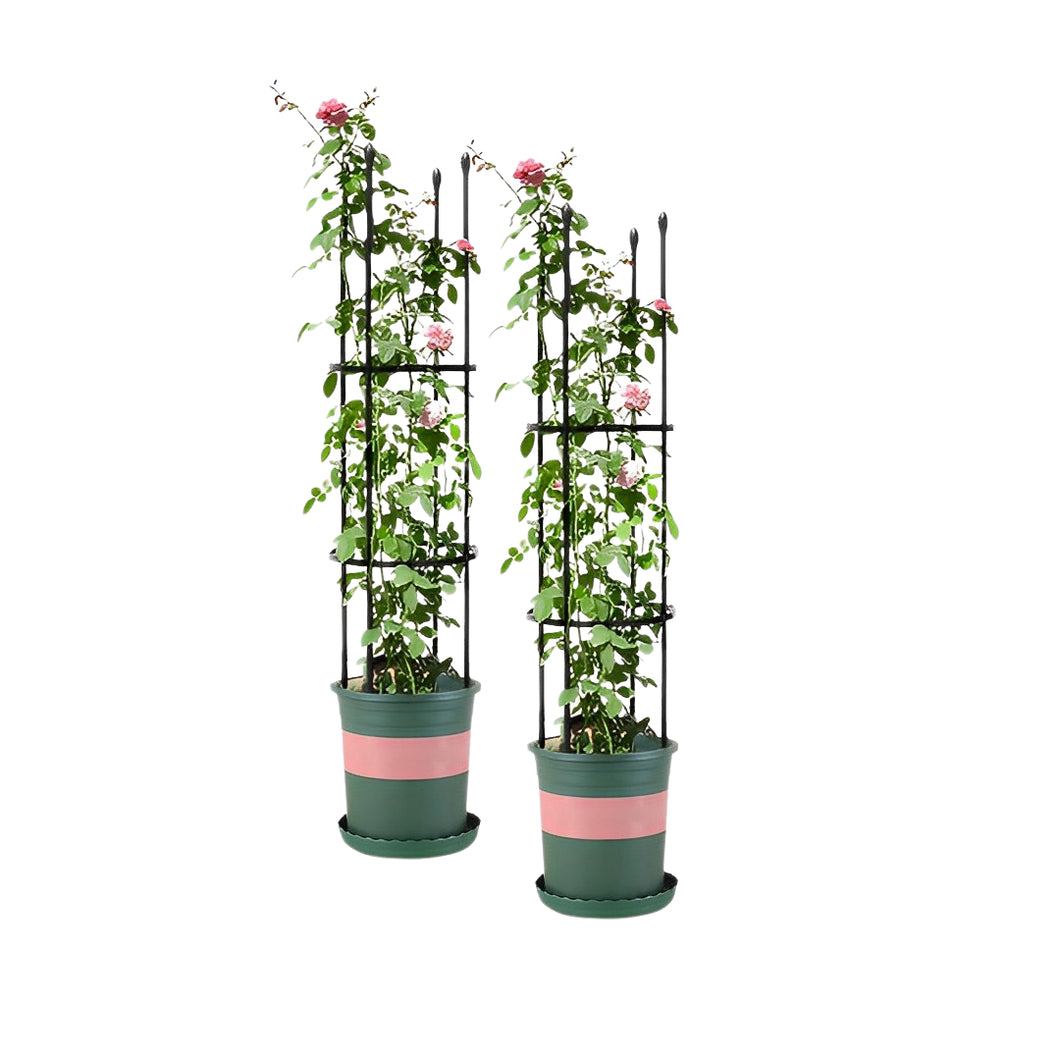SOGA 2X 103cm 4-Bar Plant Frame Stand Trellis Vegetable Flower Herbs Outdoor Vine Support Garden Rack with Rings