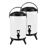 SOGA 2X 12L Stainless Steel Insulated Milk Tea Barrel Hot and Cold Beverage Dispenser Container with Faucet White