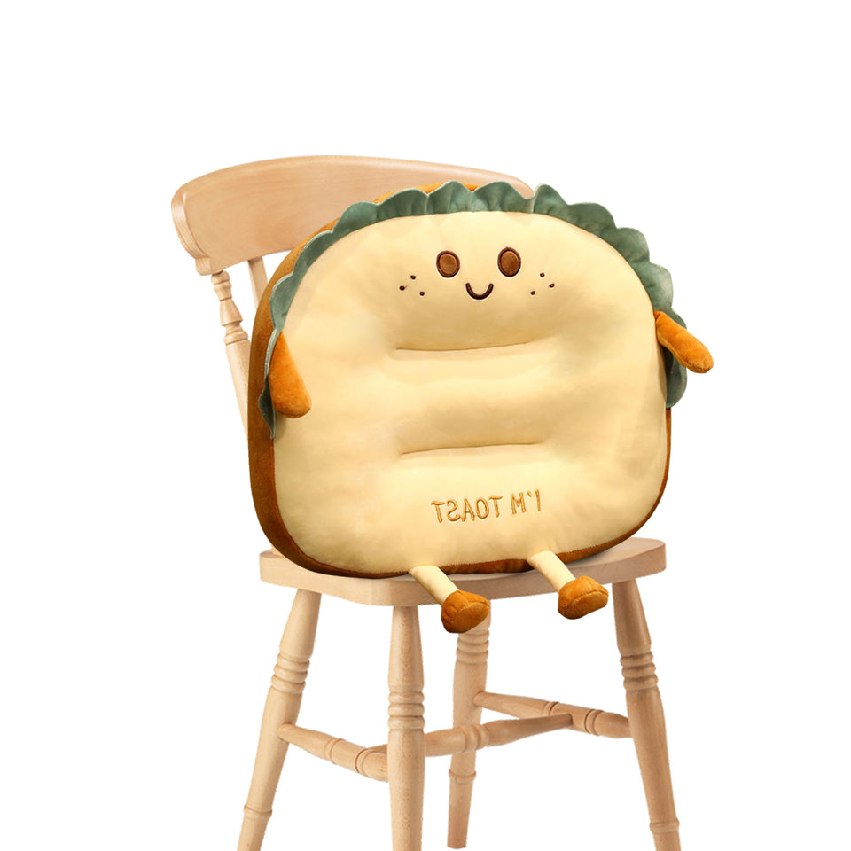 SOGA Smiley Face Toast Bread Cushion Stuffed Car Seat Plush Cartoon Back Support Pillow Home Decor