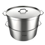 SOGA Commercial 304 Stainless Steel Steamer With 2 Tiers Top Food Grade 40*26cm
