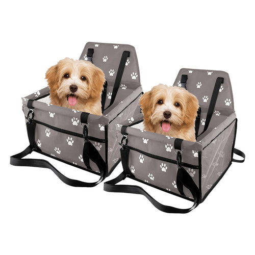 SOGA 2X Waterproof Pet Booster Car Seat Breathable Mesh Safety Travel Portable Dog Carrier Bag Grey