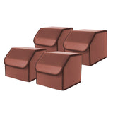 SOGA 4X Leather Car Boot Collapsible Foldable Trunk Cargo Organizer Portable Storage Box Coffee Small