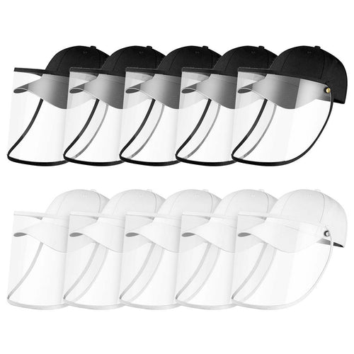 10X Outdoor Protection Hat Anti-Fog Pollution Dust Saliva Protective Cap Full Face Shield Cover Adult Black/White