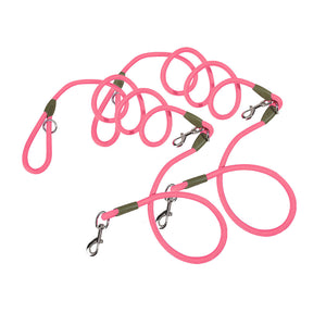 SOGA 2X 220cm Multifunction Hands-Free Rope Pet Cat Dog Puppy Double Ended Leash for Walking Training Tracking Obedience Pink