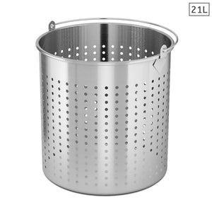 SOGA 21L 18/10 Stainless Steel Perforated Stockpot Basket Pasta Strainer with Handle