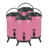 SOGA 4X 16L Stainless Steel Insulated Milk Tea Barrel Hot and Cold Beverage Dispenser Container with Faucet Pink