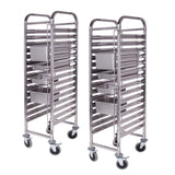 SOGA 2x Gastronorm Trolley 16 Tier Stainless Steel Bakery Trolley Suits GN 1/1 Pans
