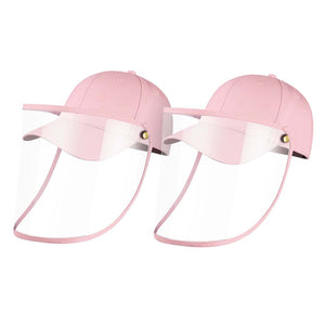 2X Outdoor Protection Hat Anti-Fog Pollution Dust Saliva Protective Cap Full Face Shield Cover Kids Pink