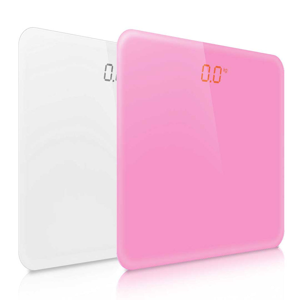 SOGA 2X 180kg Digital Fitness Weight Bathroom Gym Body Glass LCD Electronic Scales White/Pink