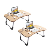 SOGA 2X Walnut Portable Bed Table Adjustable Foldable Bed Sofa Study Table Laptop Mini Desk with Notebook Stand Card Slot Holder Home Decor