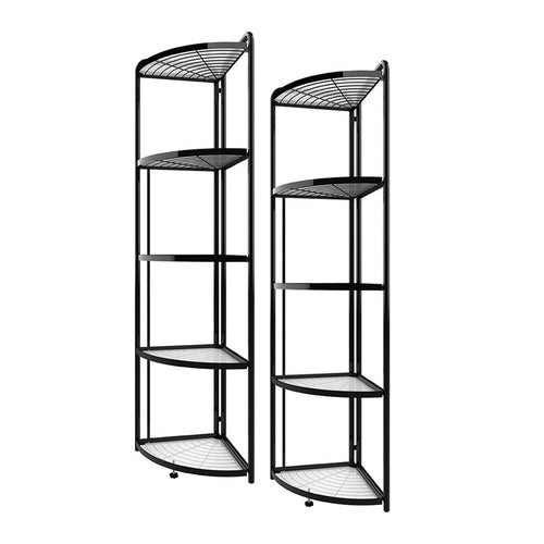 SOGA 2X 5 Tier Steel Triangular Corner Stand Portable Storage Organizer