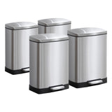 SOGA 4X Foot Pedal Stainless Steel Rubbish Recycling Garbage Waste Trash Bin Rectangular Shape 12L Silver