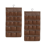 SOGA 2X Coffee Double Sided Hanging Storage Bag Underwear Bra Socks Mesh Pocket Hanger Home Organiser