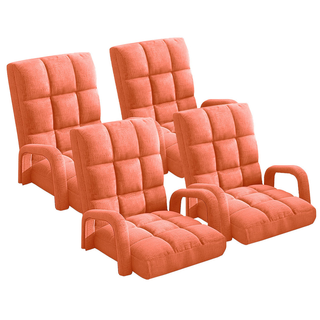 SOGA 4X Foldable Lounge Cushion Adjustable Floor Lazy Recliner Chair with Armrest Orange