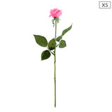SOGA 5pcs Artificial Silk Flower Fake Rose Bouquet Table Decor Pink