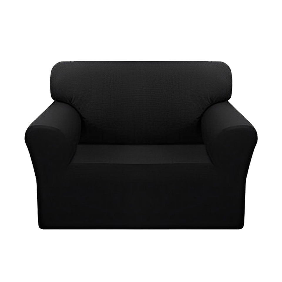 SOGA 1-Seater Black Sofa Cover Couch Protector High Stretch Lounge Slipcover Home Decor
