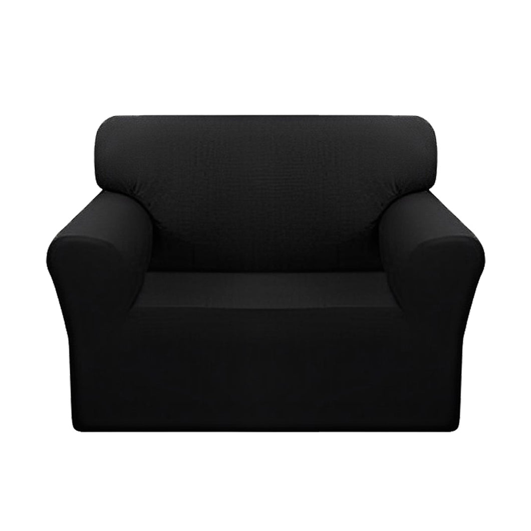 SOGA 1-Seater Black Sofa Cover Couch Protector High Stretch Lounge Slipcover Home Decor