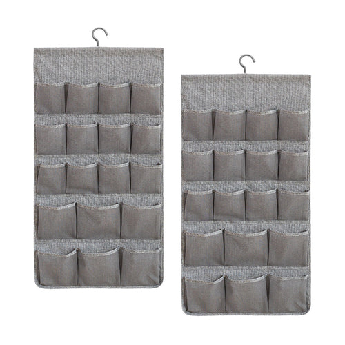 SOGA 2X Grey Double Sided Hanging Storage Bag Underwear Bra Socks Mesh Pocket Hanger Home Organiser