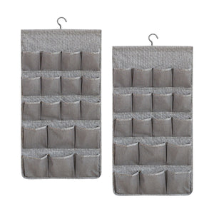 SOGA 2X Grey Double Sided Hanging Storage Bag Underwear Bra Socks Mesh Pocket Hanger Home Organiser
