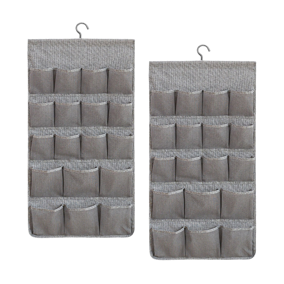 SOGA 2X Grey Double Sided Hanging Storage Bag Underwear Bra Socks Mesh Pocket Hanger Home Organiser