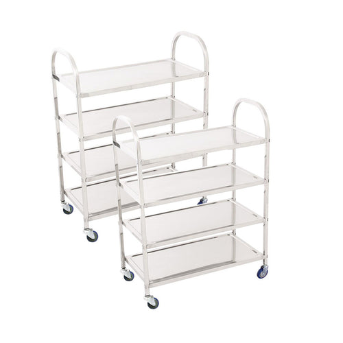 SOGA 2X 4 Tier Stainless Steel Kitchen Food Cart Trolley Utility 950x500x1220mm