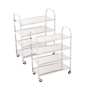 SOGA 2X 4 Tier Stainless Steel Kitchen Food Cart Trolley Utility 950x500x1220mm