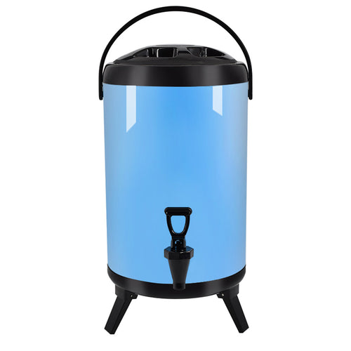 SOGA 14L Stainless Steel Insulated Milk Tea Barrel Hot and Cold Beverage Dispenser Container with Faucet Blue