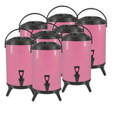 SOGA 8X 18L Stainless Steel Insulated Milk Tea Barrel Hot and Cold Beverage Dispenser Container with Faucet Pink