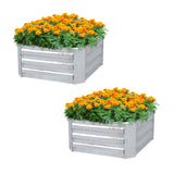SOGA 2X 100cm Square Galvanised Raised Garden Bed Vegetable Herb Flower Outdoor Planter Box