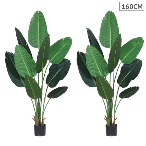 SOGA 2X 160cm Artificial Green Indoor Traveler Banana Fake Decoration Tree Flower Pot Plant