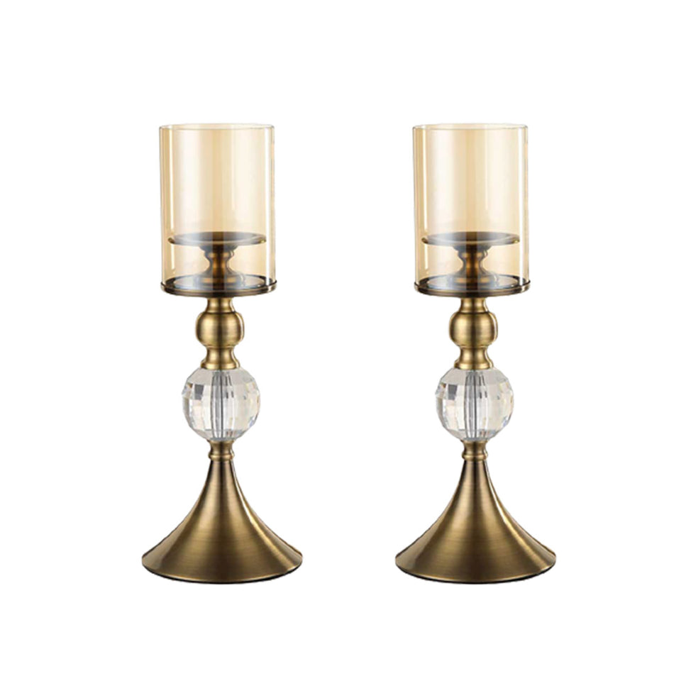 SOGA 2X 38cm Glass Candle Holder Candle Stand Glass/Metal