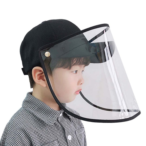 Outdoor Protection Hat Anti-Fog Pollution Dust Saliva Protective Cap Full Face Shield Cover Kids Black