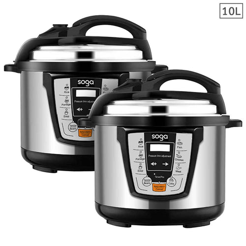 SOGA 2X Electric Stainless Steel Pressure Cooker 10L 1600W Multicooker 16