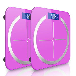 SOGA 2X 180kg Glass LCD Digital Fitness Weight Bathroom Body Electronic Scales Pink