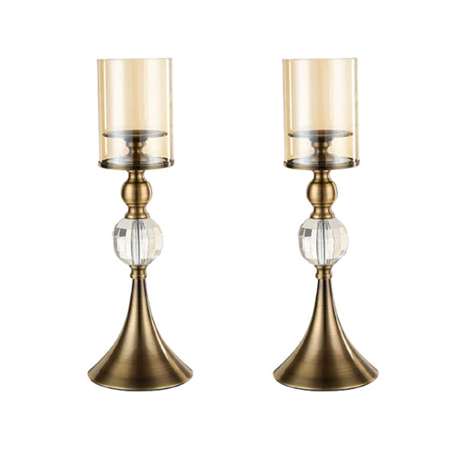 SOGA 2X 43cm Glass Candle Holder Candle Stand Glass/Metal