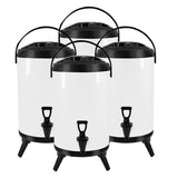 SOGA 4X 16L Stainless Steel Insulated Milk Tea Barrel Hot and Cold Beverage Dispenser Container with Faucet White