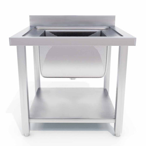SOGA Commercial Kitchen Sink Work Bench Stainless Steel Food Prep Table 70*70*85cm