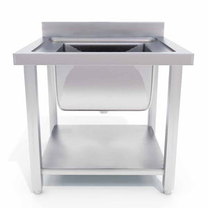 SOGA Commercial Kitchen Sink Work Bench Stainless Steel Food Prep Table 70*70*85cm