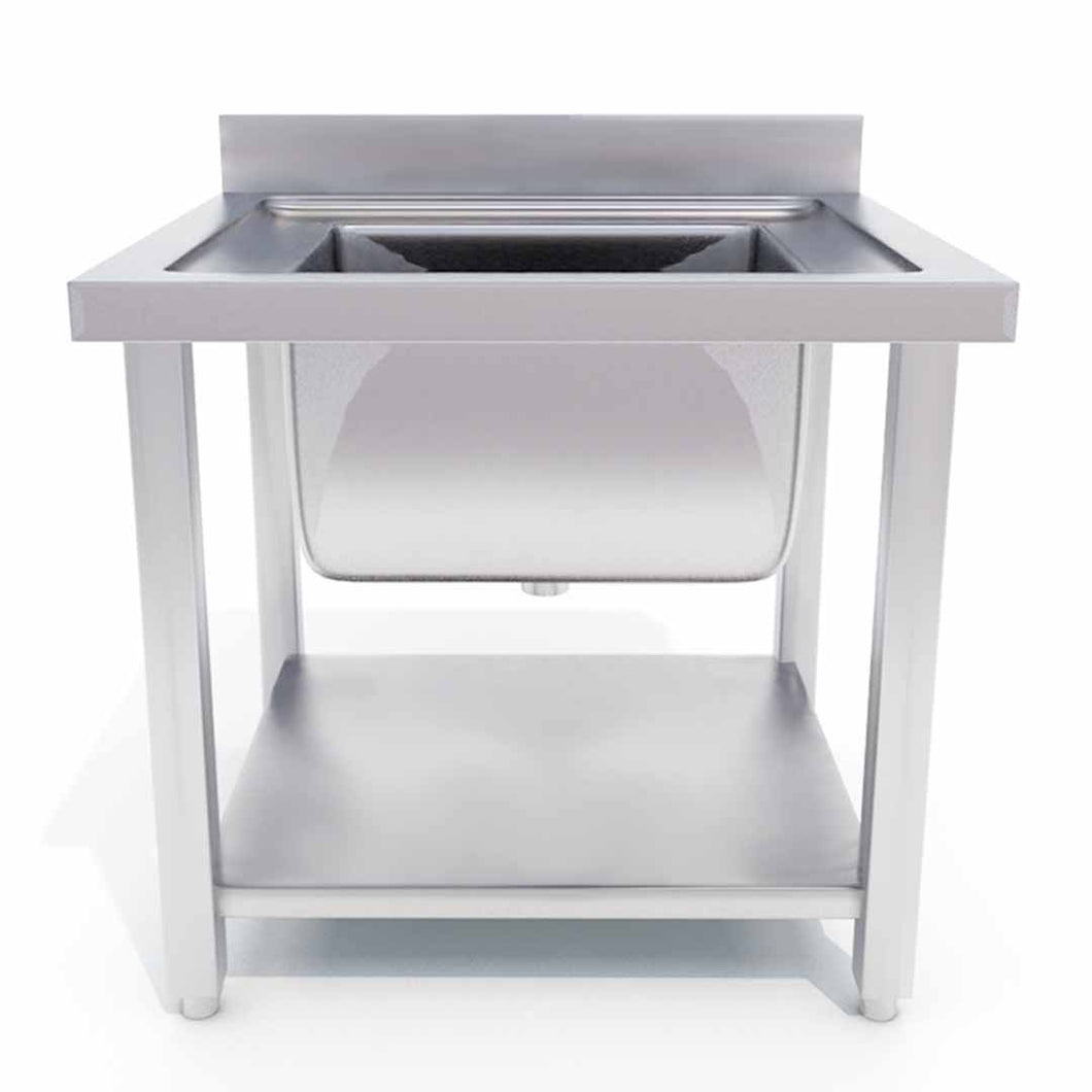 SOGA Commercial Kitchen Sink Work Bench Stainless Steel Food Prep Table 70*70*85cm