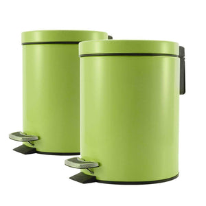 SOGA 2X Foot Pedal Stainless Steel Rubbish Recycling Garbage Waste Trash Bin Round 7L Green