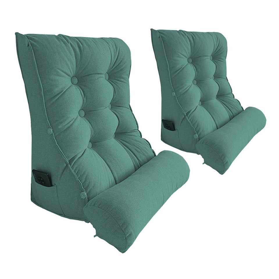 SOGA 2X 60cm Green Triangular Wedge Lumbar Pillow Headboard Backrest Sofa Bed Cushion Home Decor