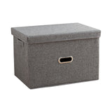 SOGA Grey Large Foldable Canvas Storage Box Cube Clothes Basket Organiser Home Decorative Box