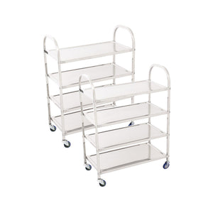 SOGA 2X 4 Tier Stainless Steel Kitchen Dinning Food Cart Trolley Utility Size Square Large