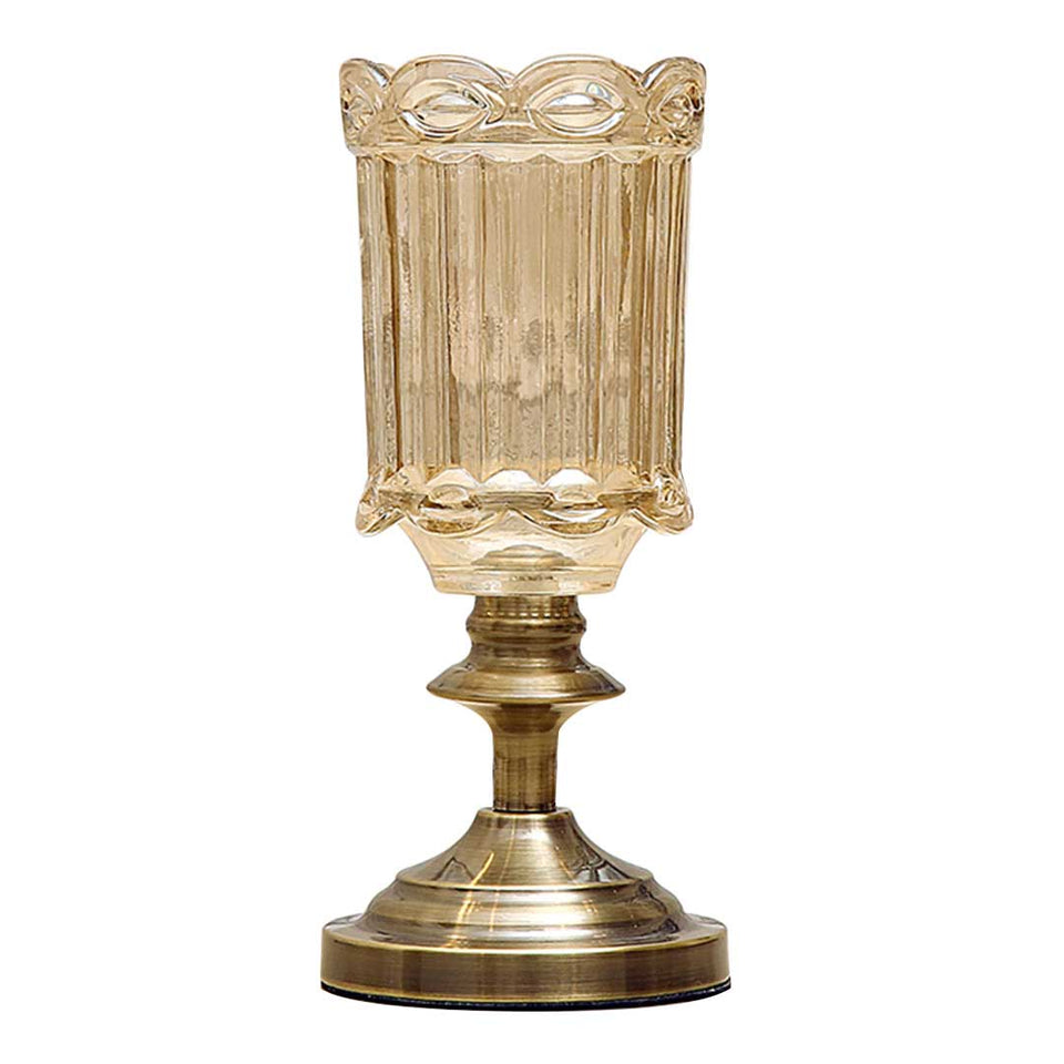 SOGA 28cm Transparent Glass Flower Vase with Metal Base Filler Vase