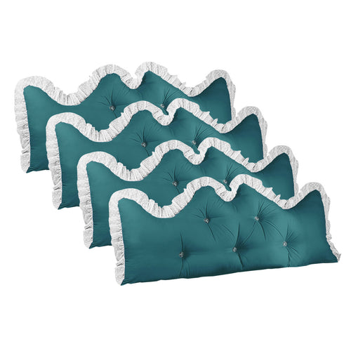 SOGA 4X 150cm Blue-Green Princess Bed Pillow Headboard Backrest Bedside Tatami Sofa Cushion with Ruffle Lace Home Decor