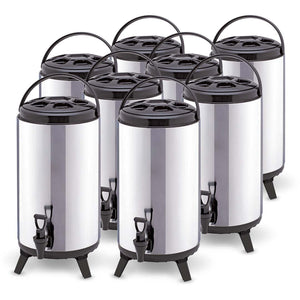 SOGA 8 x 8L Portable Insulated Cold/Heat Coffee Bubble Tea Pot Beer Barrel With Dispenser