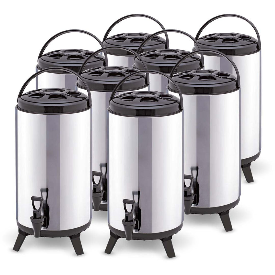 SOGA 8 x 8L Portable Insulated Cold/Heat Coffee Bubble Tea Pot Beer Barrel With Dispenser