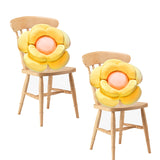 SOGA 2X Yellow Double Flower Shape Cushion Soft Bedside Floor Plush Pillow Home Decor