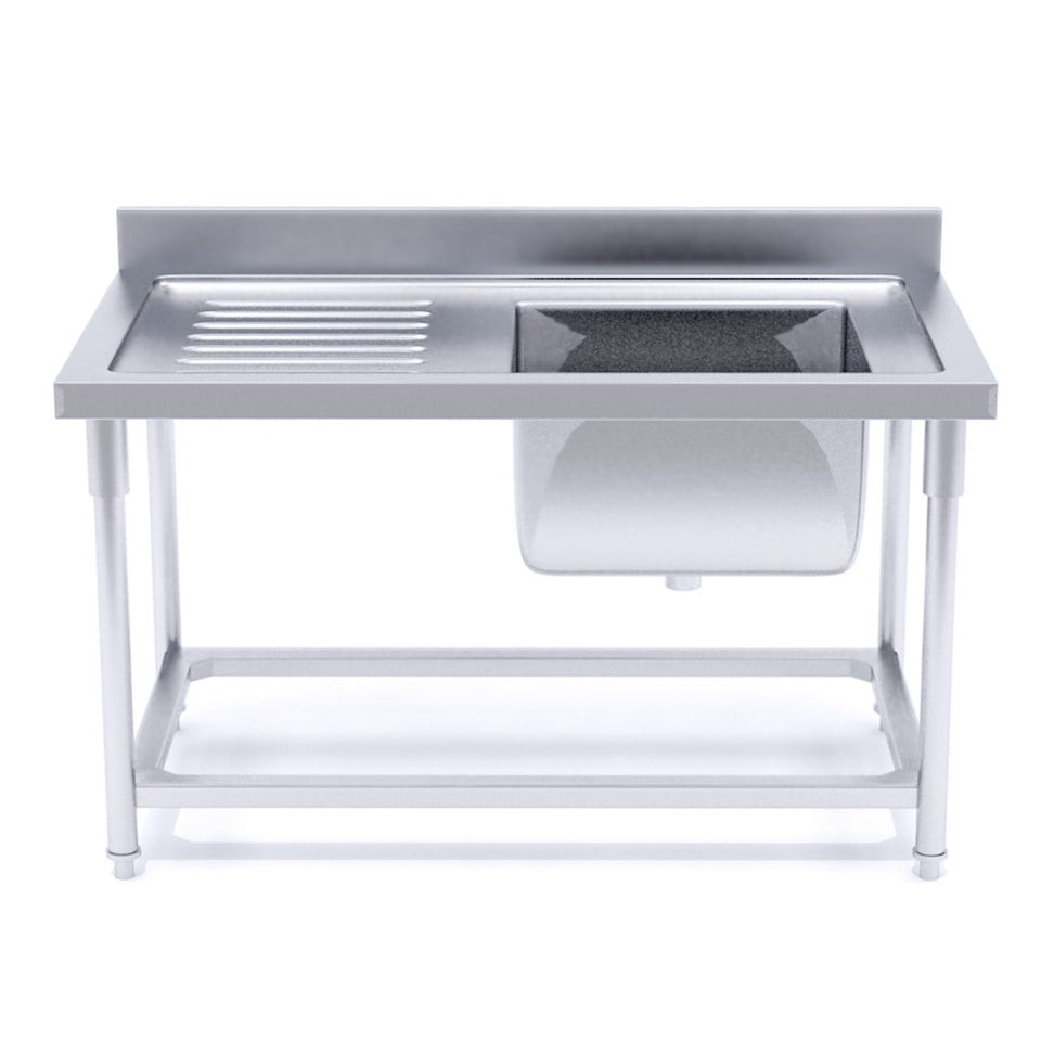 SOGA Stainless Steel Work Bench Right Sink Commercial Restaurant Kitchen Food Prep 120*70*85